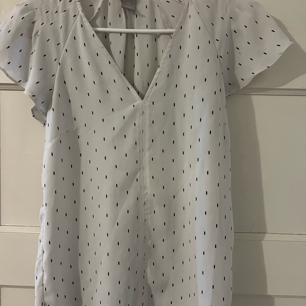 H&M White Blouse with Black Dots